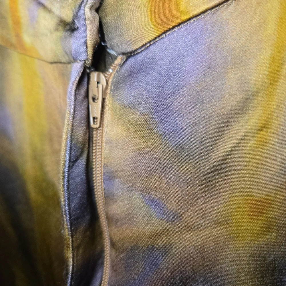 Zara Women's Brown And Purple Tie-Dye Wide Leg Pants Size XXL Pockets Zip Close - Picture 6 of 15